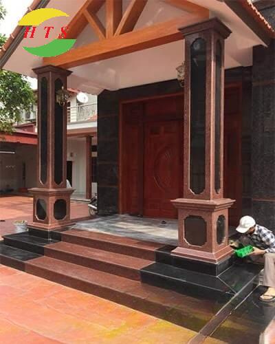 đá hoa cương đỏ ốp cột